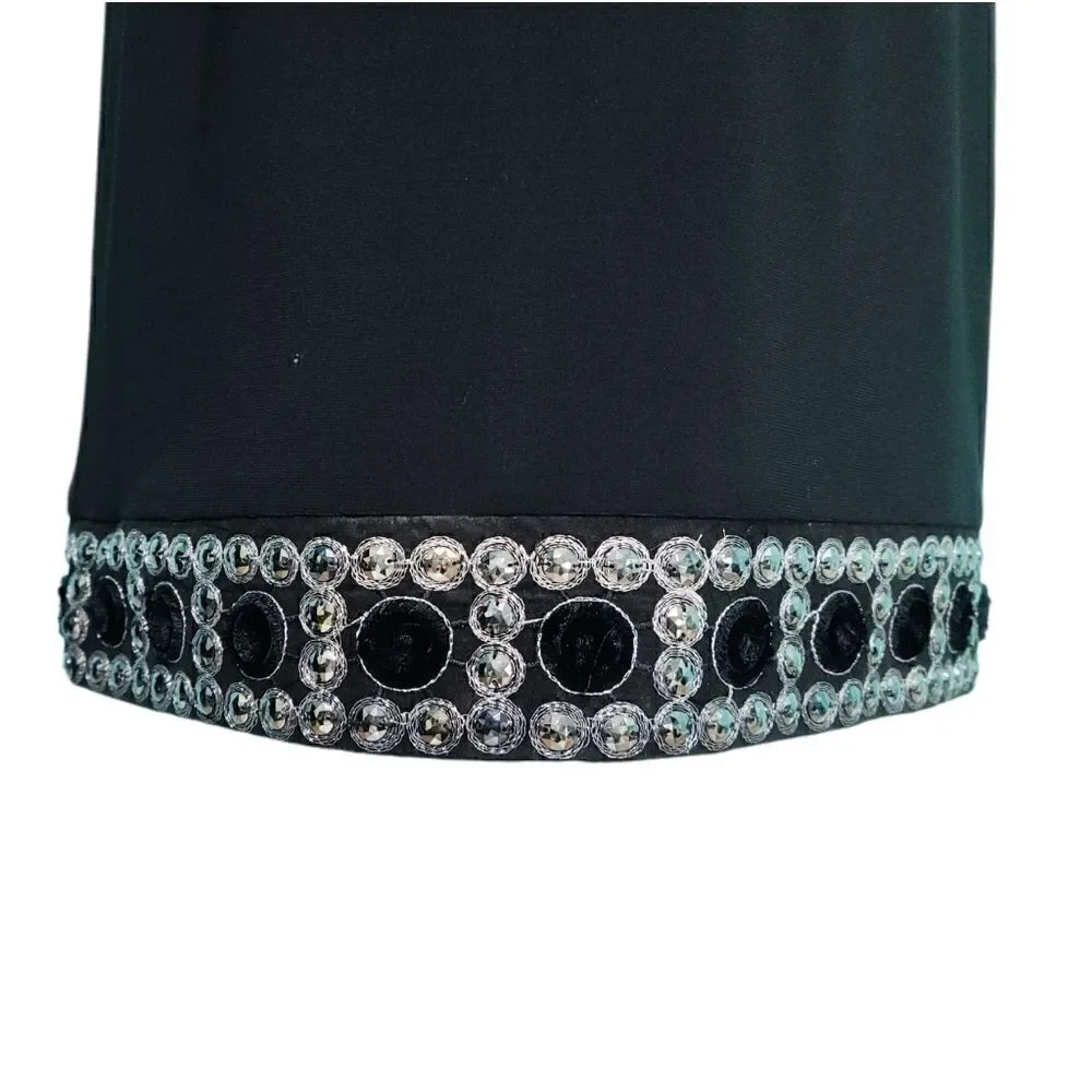 Tiana B. Jewel Embellished Black Shift Dress Crew Neck Long Sleeve Women Size 8P - Picture 6 of 12